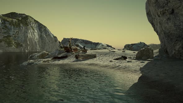 View of a High Cliff and Black Ocean