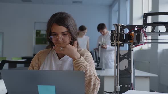 The Work of 3D Printed Machine Girl in Black Glasses