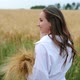 Free Girl Run Across the Wheat Field in the Park - VideoHive Item for Sale
