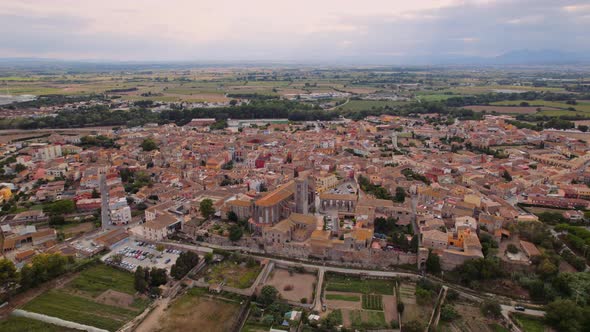 Drone Flight Towards Castello D'Empuries Town