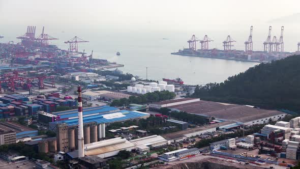 Timelapse Industrial Buildings in Port of Shenzhen