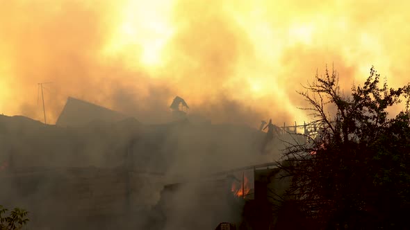 The Big Fire of a Residential Building. Much Smoke