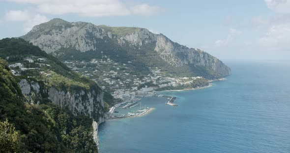 Beautiful view of the harbour of the village of Capri, in Italy, during a sunny day in summer