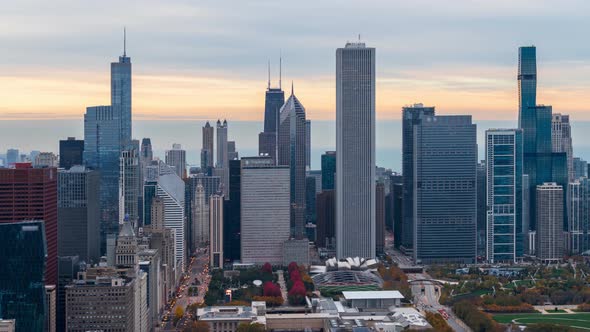 Chicago Skyline - Day to Night Time Lapse