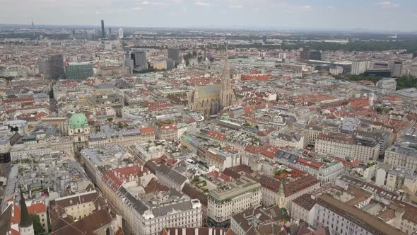 Vienna City Skyline Aerial Shot. AERIAL View of Vienna. Cathedrals and Cityscape City of Vienna