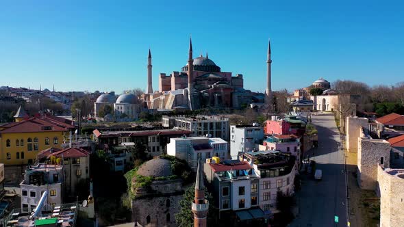 Hagia Sophia Aerial View with Drone from Istanbul Turkiye. 04