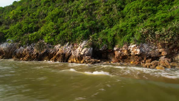 4K Aerial view of the thailand coastline near valley on the Big Island