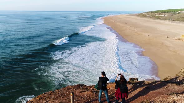 Beach of Nazaré. Portugal 4k