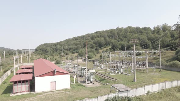 Aerial view of Traction substation of Nadarbazevi railway station, Georgia