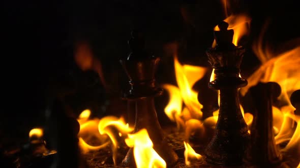 Chess Pieces Catching Fire