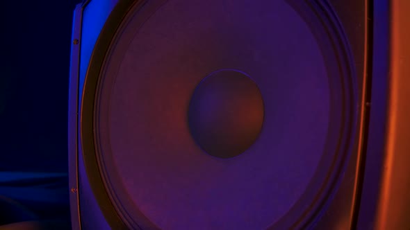 Bass Audio Speaker During Party with Colourful Lights