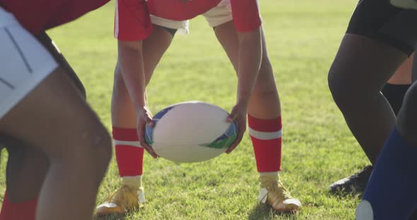 Young adult female rugby match