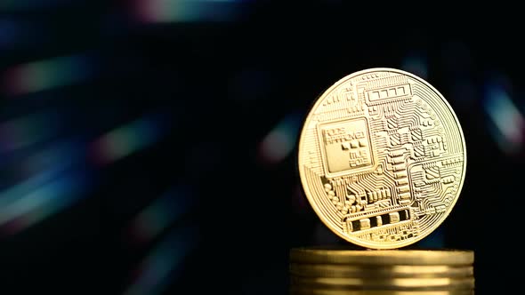 Bitcoin with futuristic background