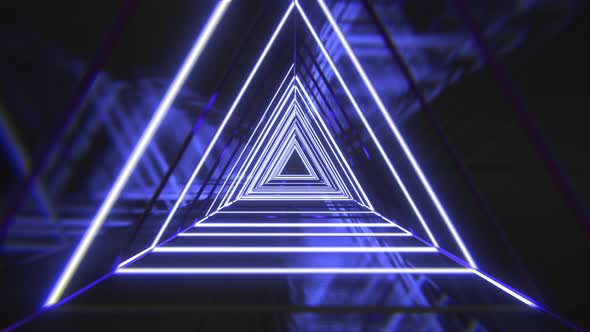 Blue Neon Triangle Tunnel VJ Loop