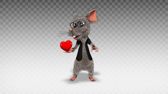 Cartoon Rat - Show Heart