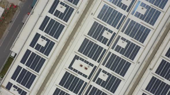 Solar power station on factory rooftop