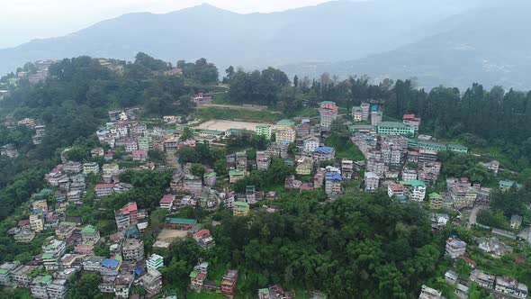 City of Gangtok in Sikkim India seen from the sky