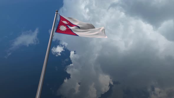 Nepal Flag Waving 4K