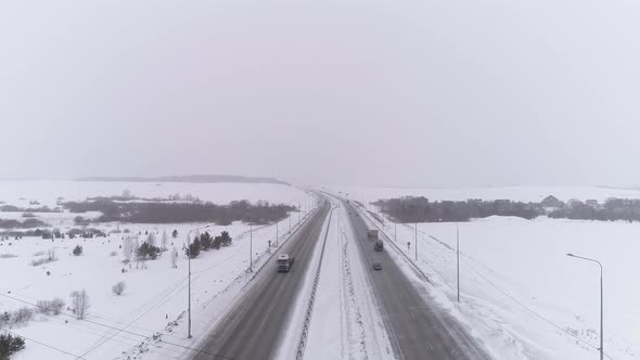 Aerial view of winter highway 03
