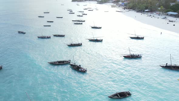 Zanzibar Tanzania  Boats on Ocean Water Near the Shore