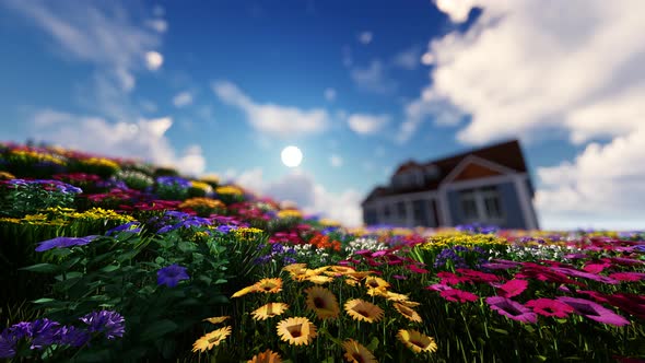 Flowers And House