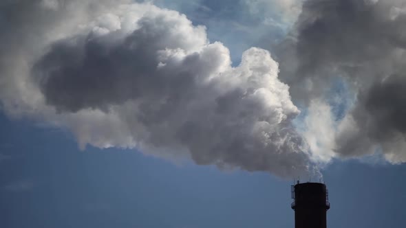 Smoke Comes From the Chimney. Air Pollution. Slow Motion. Ecology. Kyiv. Ukraine