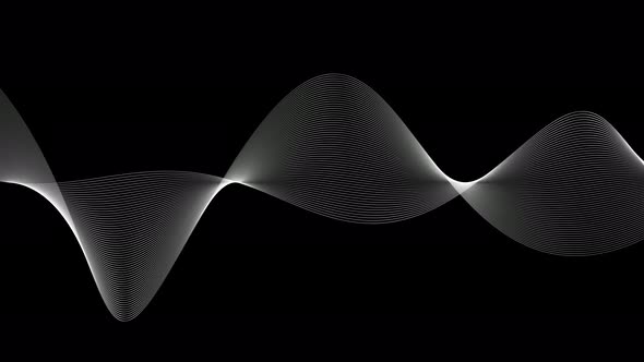 White color shape line wave animated on black background