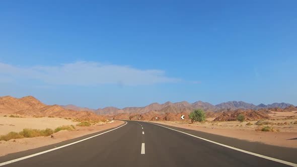 Road Through Desert and Mountains in Egypt