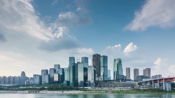 Time lapse of Modern metropolis skyline , Chongqing, China