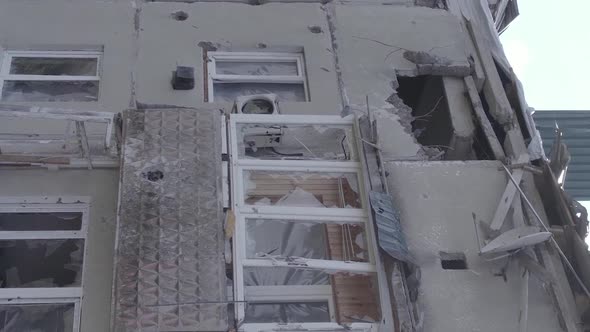 Vertical Video of a Makariv Ukrainea  Building Destroyed By the War