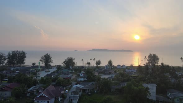 Aerial view of Sunrise, Beach and Island in Terengganu