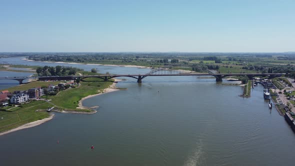 Bridge over river Waal in Nijmegen The Netherlands, called the 'Waalbrug'