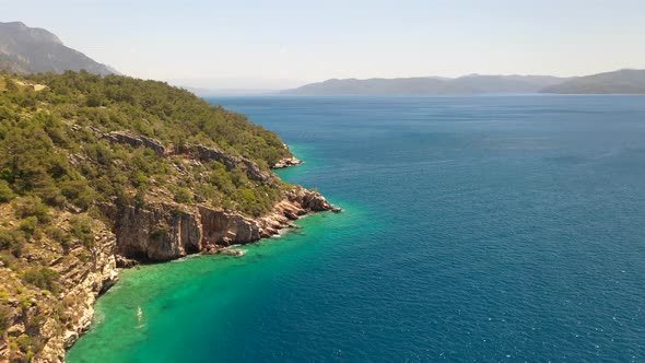 Mediterranean coastline in Turkey.