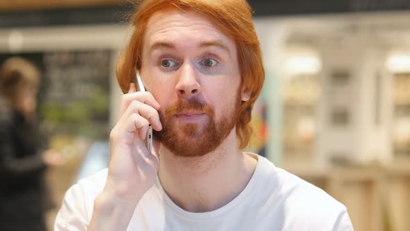 Happy Beard Man Talking on Phone