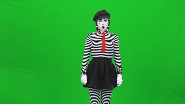 Mime Girl Looking Offended and Showing a Tongue