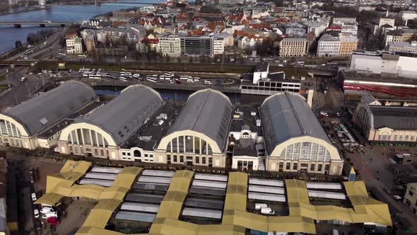 Aerial View Over Riga Central Market