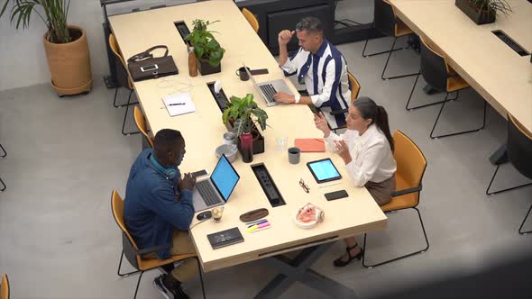 Group of multiracial colleagues working on laptops