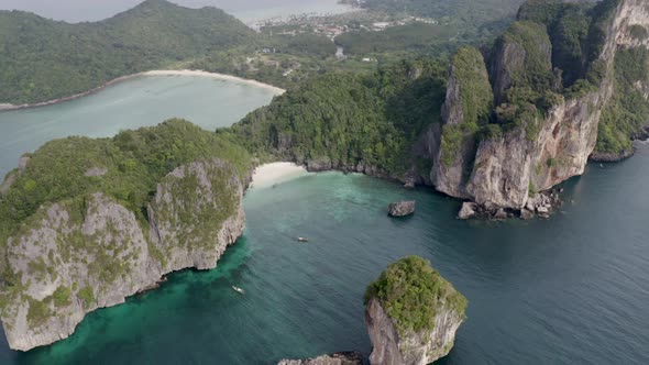 Drone Shot of Tropical Islands of Phi Phi