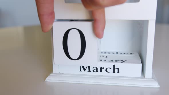 Wooden Calendar with an Important Event for 8 Marh International Women's Day