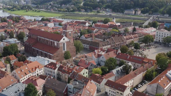 Kaunas City Cathedral in Old Town next to River Neman, Lithuania