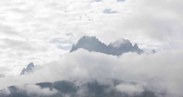 Time lapse of fast moving clouds in 4k. Italien alps near Tre Crime de Lavaredo