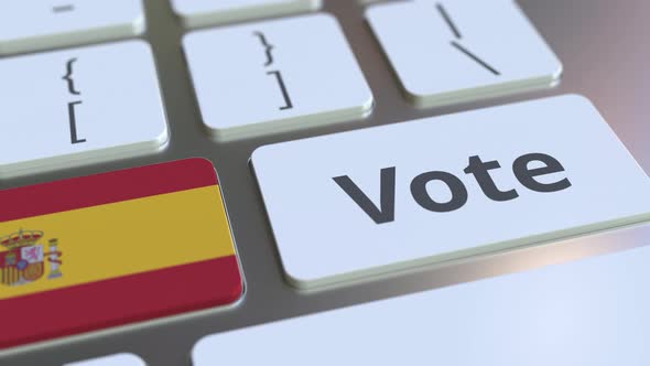 VOTE Text and Flag of Spain on the Keyboard