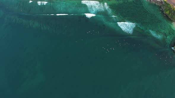 Boundless Deep Azure Ocean Water Washes Beach with Waves