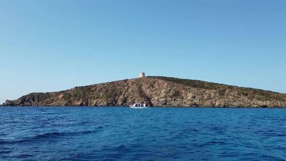 Beautiful view of the southern Sardinian sea from the boat.