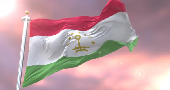 Flag of Tajikistan at Sunset