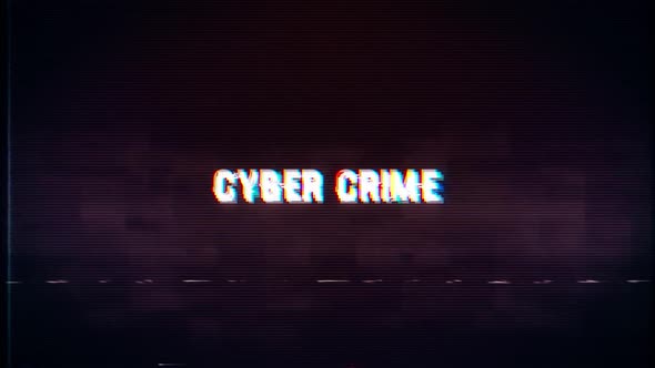 Cyber Crime text with glitch retro effect