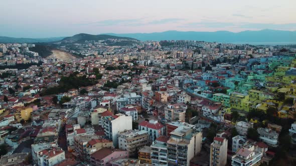 Aerial view of the poor quarter of the old eastern city.