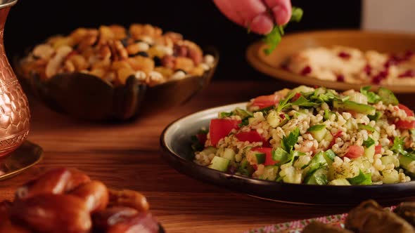 Tabbouleh Vegetable Salad Closeup Middle Eastern National Traditional Food