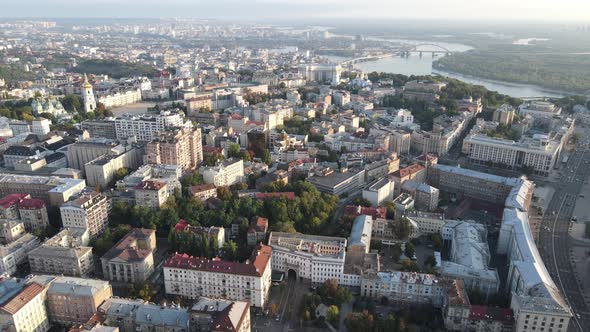 Kyiv Cityscape, Ukraine. Aerial View, Kiev. Slow Motion