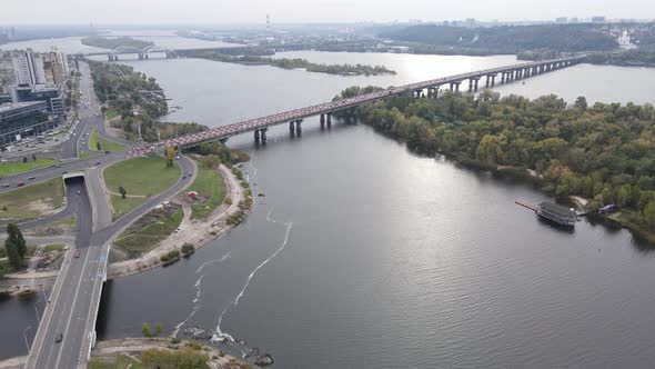 The Main River of Ukraine - Dnipro Near Kyiv. Slow Motion